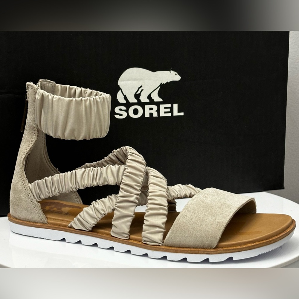 New Sorel Ella II Ankle Sandal in Soft Taupe Size 7